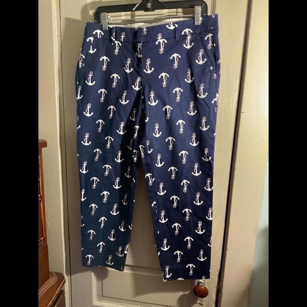 J. Crew Navy Anchor Print Pants Size 6